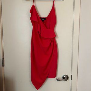 Lulus Hot Pink Frill Front Asymmetric Mini Dress